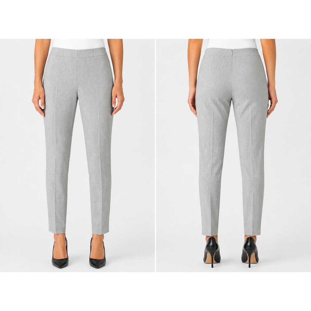 Caslon Petite 10P Gray Heather Straight Leg Career Pants Stretch Trouser